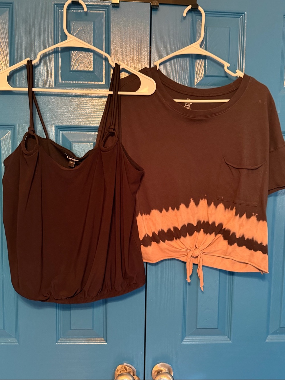 Express Black Tank & Black-Pink Tie-Dye Crop Tee Set